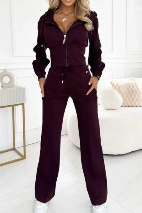 Conjunto de chaqueta con capucha y cremallera y parte inferior ajustada