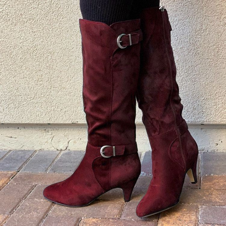 Nuevas Botas Altas de Cuero con Tacón de Aguja para Otoño/Invierno