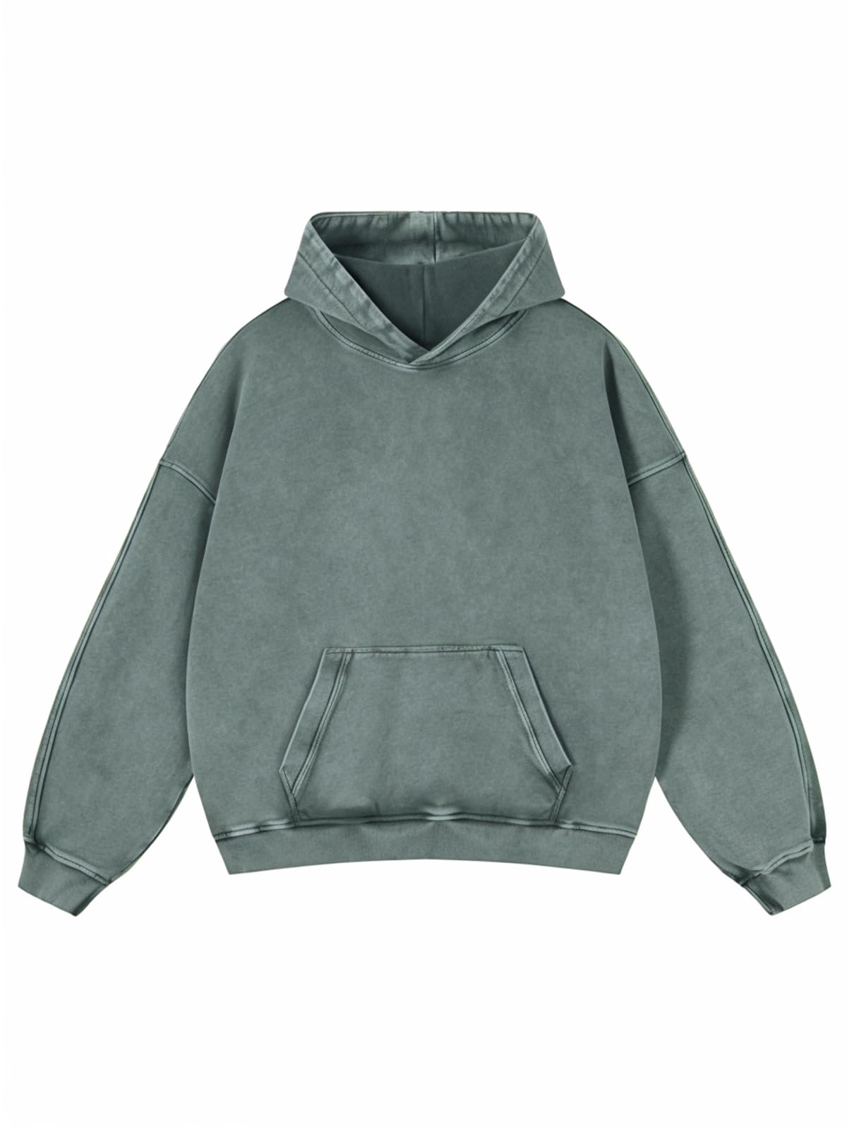 Sudadera con capucha Adenorah estilo *oversized* algodón grueso *vintage*,color verde.