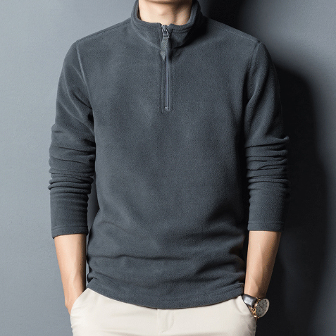 Suéter de Cuello Alto y Cremallera Media para Hombre & Camiseta de Manga Larga
