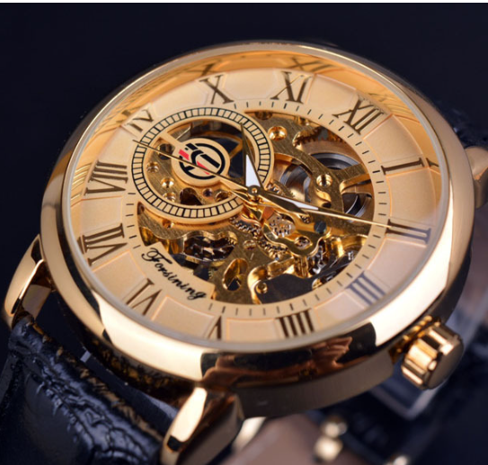 Reloj mecánico para hombre con diseño calado