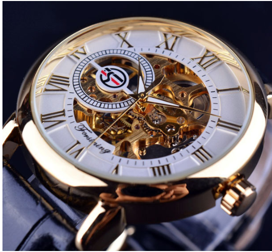 Reloj mecánico para hombre con diseño calado