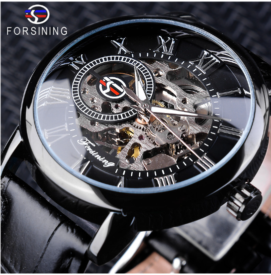 Reloj mecánico para hombre con diseño calado