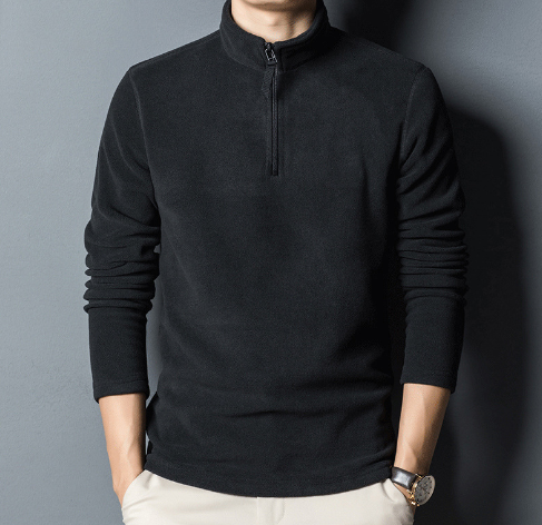 Suéter de Cuello Alto y Cremallera Media para Hombre & Camiseta de Manga Larga