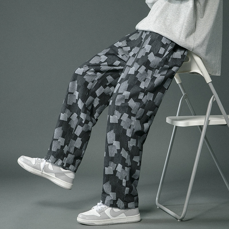 Jeans de Denim Holgados de Pierna Recta para Hombre en Azul y Negro