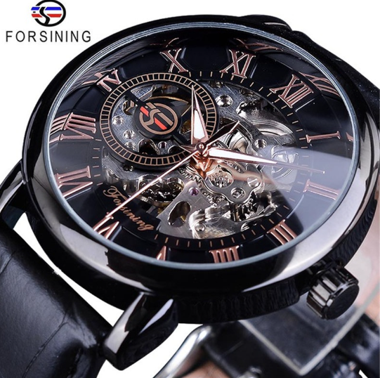 Reloj mecánico para hombre con diseño calado