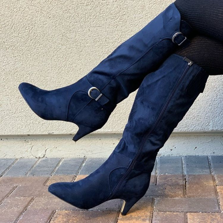 Nuevas Botas Altas de Cuero con Tacón de Aguja para Otoño/Invierno