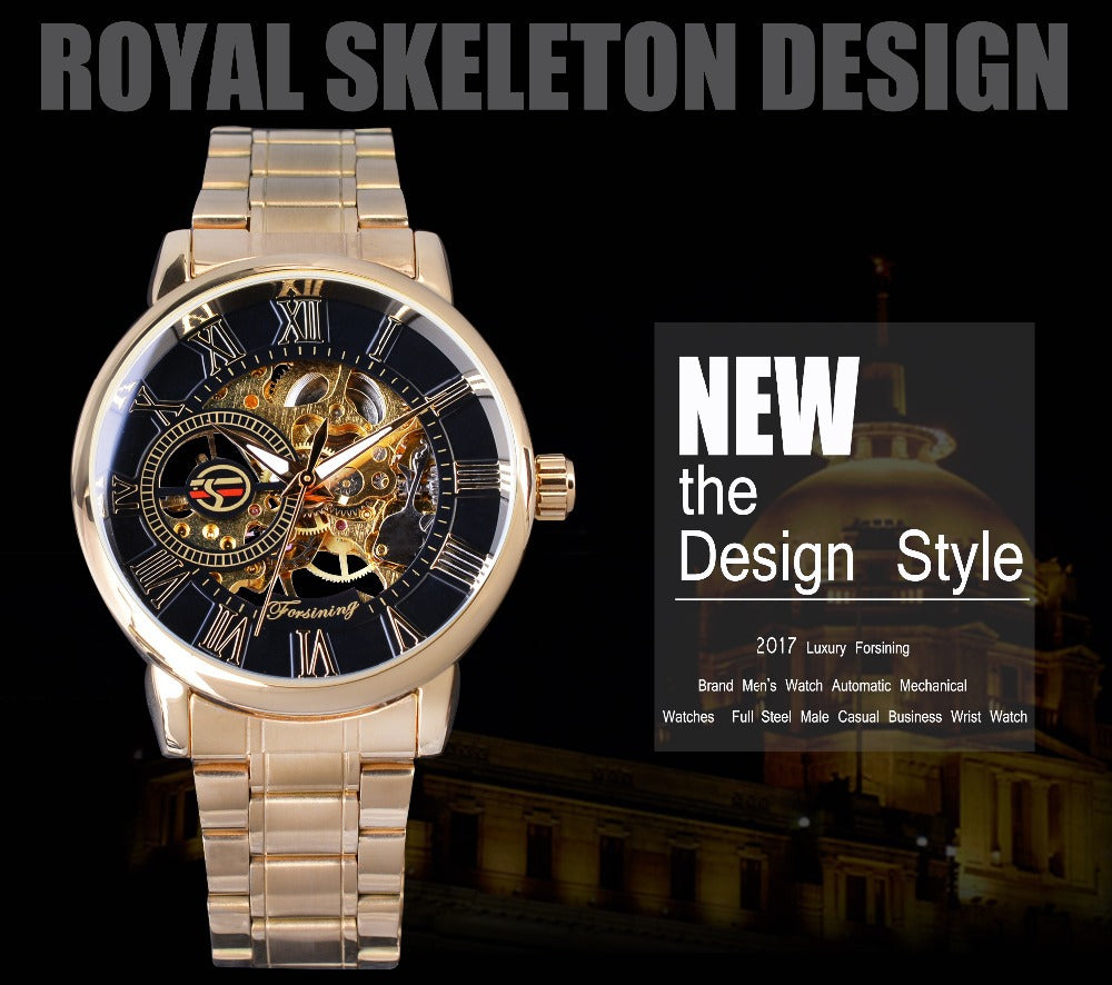 Reloj mecánico para hombre con diseño calado